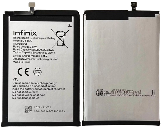 Infinix Hot 30 5G (X6832)/SMART 7(X6517)/Hot 10i X659B (BL-58CX) Battery