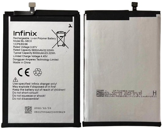 Infinix Hot 30 5G (X6832)/SMART 7(X6517)/Hot 10i X659B (BL-58CX) Battery